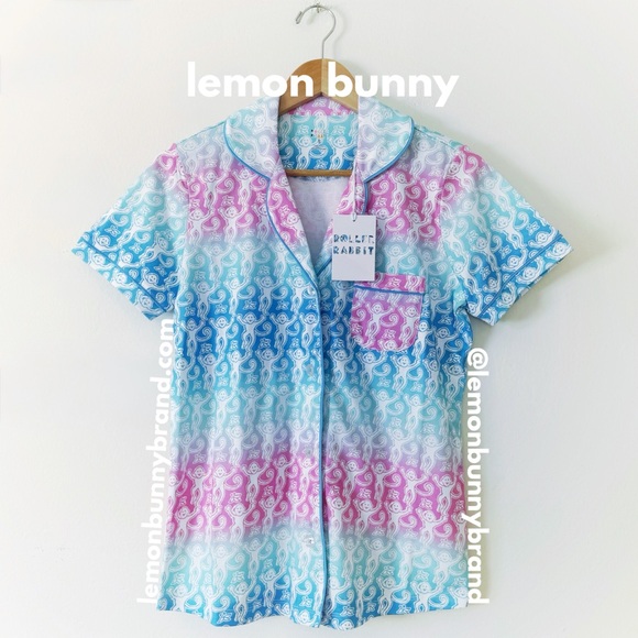Roller Rabbit Ombre Monkey Polo Pajamas in Multi Cotton Candy Skies Size S NWT - Picture 3 of 17